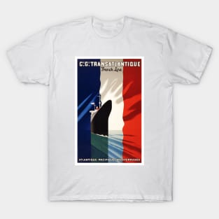 Vintage Travel Poster France Line Transatlantique T-Shirt